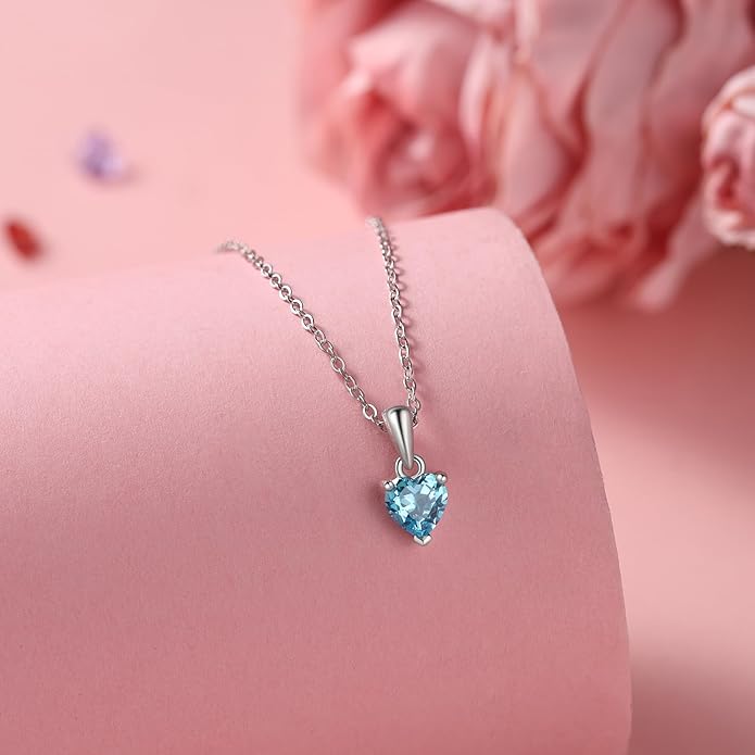PaulaMax Jewelry Custom Birthstone Necklace for Women in 925 Sterling Silver, Mother's Day Necklace with 1 2 3 4 Heart Birthstones, Personalized and Customized Sterling Silver Chain 18" + 2"