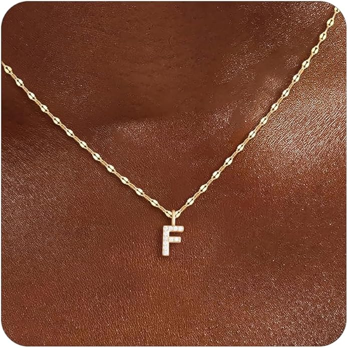 Initial Necklaces for Women,14K Gold Plated Necklaces, A-Z Letter Pendant Charm Necklace Trendy Dainty Hypoallergenic CZ Custom Personalized Name Necklace Gold Jewelry Birthday Christmas Gift for Her