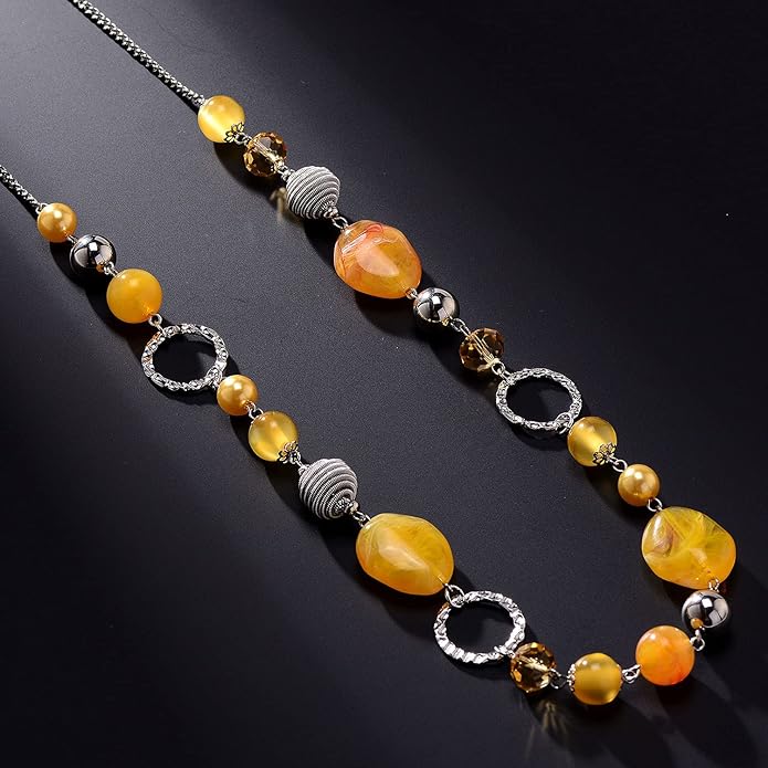 PEARL&CLUB Long Beaded Necklaces For Women - Sweater Chain Fashion Jewelry Necklace Gifts For Women