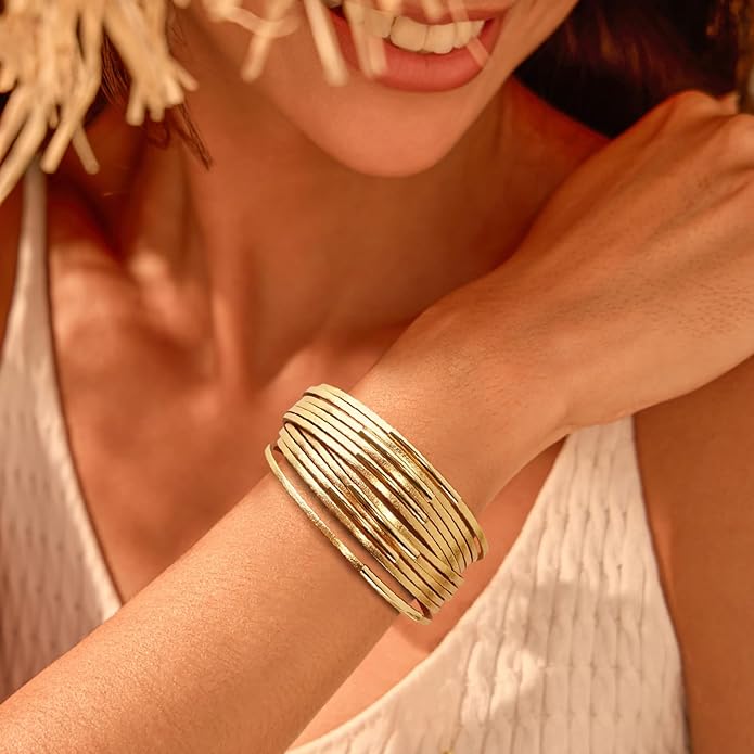 Wrapped Bracelets for Women,Leather Bracelet,Boho Bracelets for Women,Multi-Layer Pearl Crystal Bracelet Bangle Jewelry