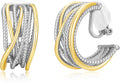 Gold and Silver Mixed Metal Clip-On Earrings Two Tone Clip-On Earrings Chunky Twist Open Hoops Earring Fashion Jewelry