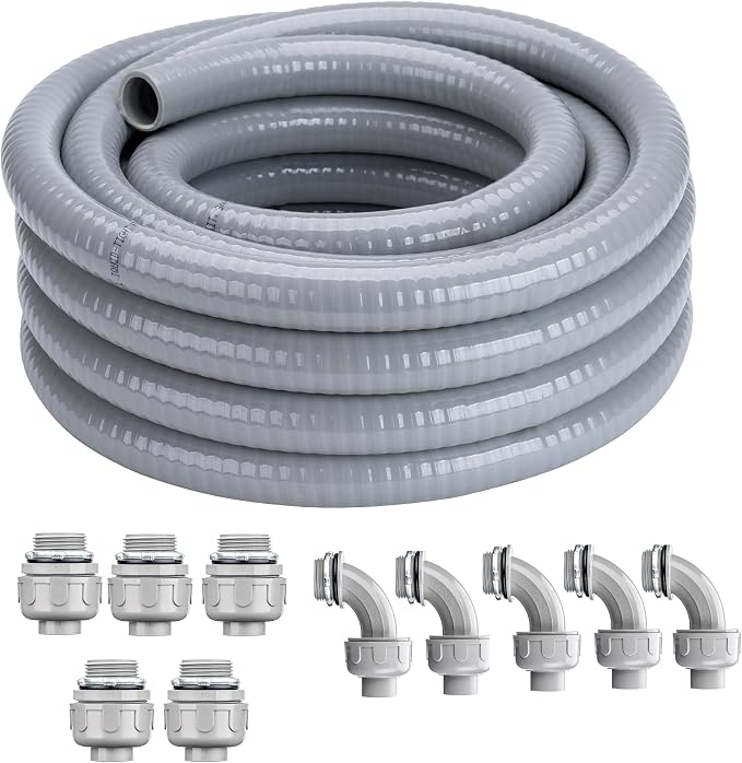 1/2 Inch 150 FT Liquid-Tight Conduit and Connector Kit | Non Metallic Flexible by ProfessionalBrand