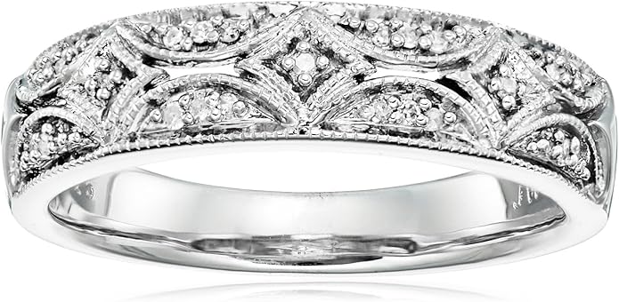 Amazon Essentials Sterling Silver Diamond Accent Band Ring