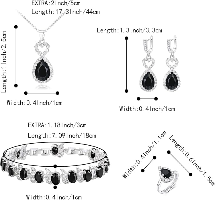 BriLove Wedding Jewelry Set for Women Bride Bridesmaid, Gorgeous Cubic Zirconia Teardrop Necklace Earrings Bracelet Adjustable Ring Jewelry Gift for Birthday/Anniversary/Mother’s Day