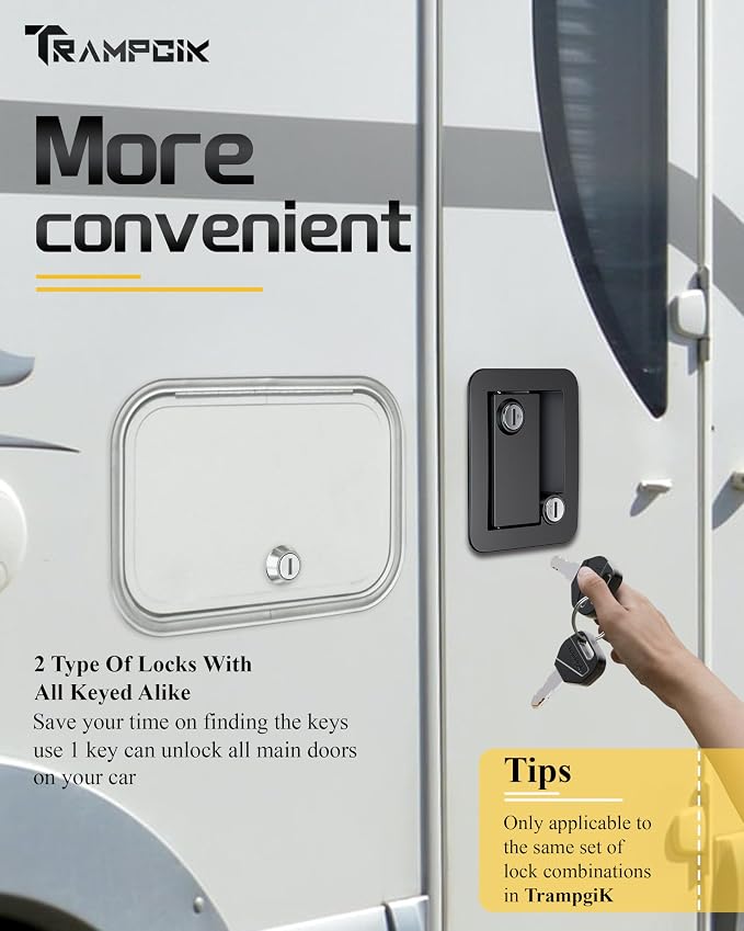 RV Door Lock Set, for RV Camper, Travel Trailer Entrance Front Door, 1 Plastic - Image 2