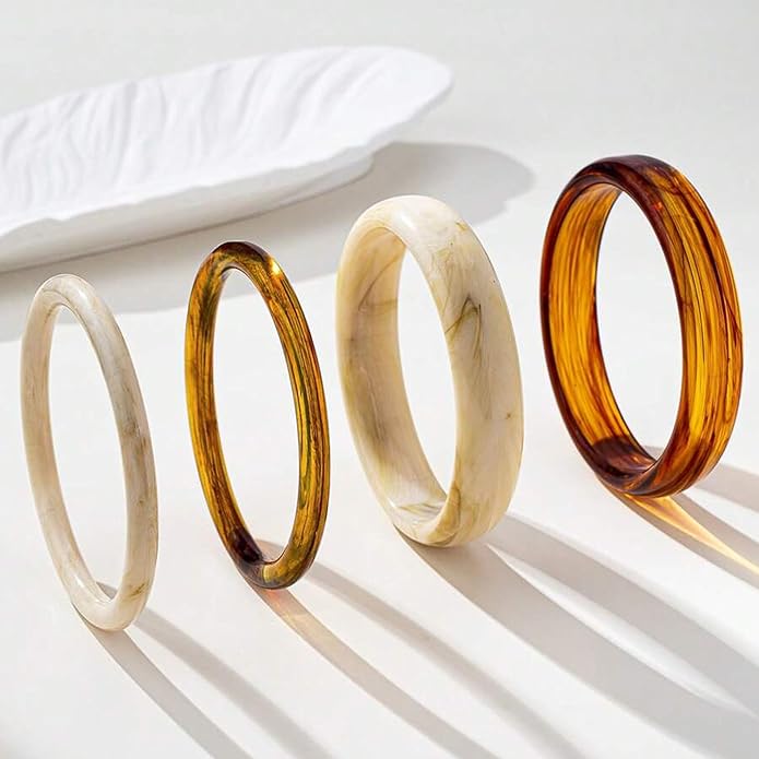 ÌF ME Acrylic Bangles Bracelets for Women, Irregular Acrylic Resin Chunky Bracelets Geometric Fashions Thick Statement bangle Set