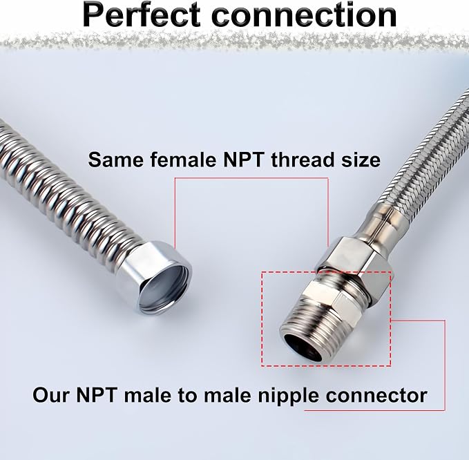 1/2" NPT Male Hex Nipple Pipe Fittings, 304 Stainless Steel 1/2 inch Threaded - Image 8