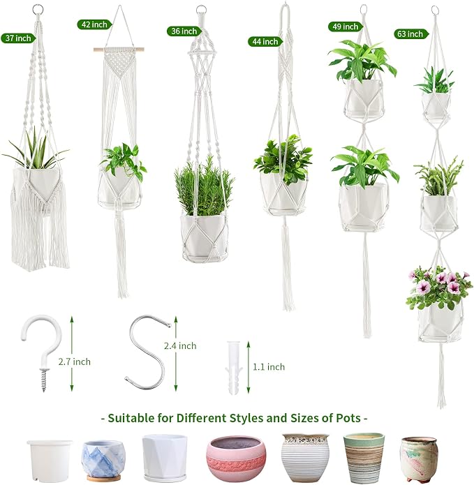 SFENNGPET Macrame Plant Hangers, handmade macromay plant hangers, indoor flower - Image 6