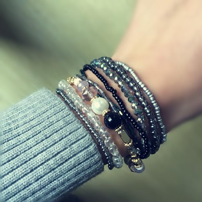 MengPa Beaded Bracelets for Women Trendy Stacks Boho Bead Bracelet Pack Friendship Jewelry