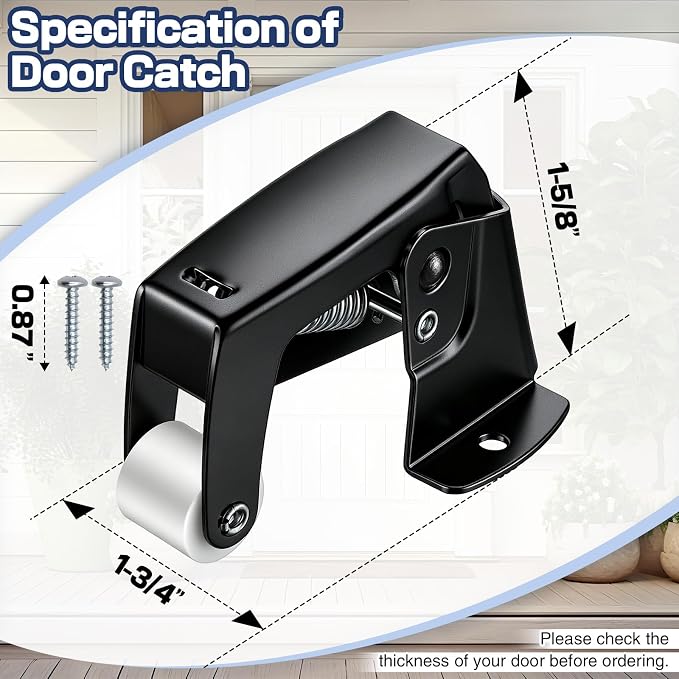 Dreyoo 1 Pack Screen and Storm Door Catch, 1-3/4 x 1-5/8 in, Zinc Plated - Image 3
