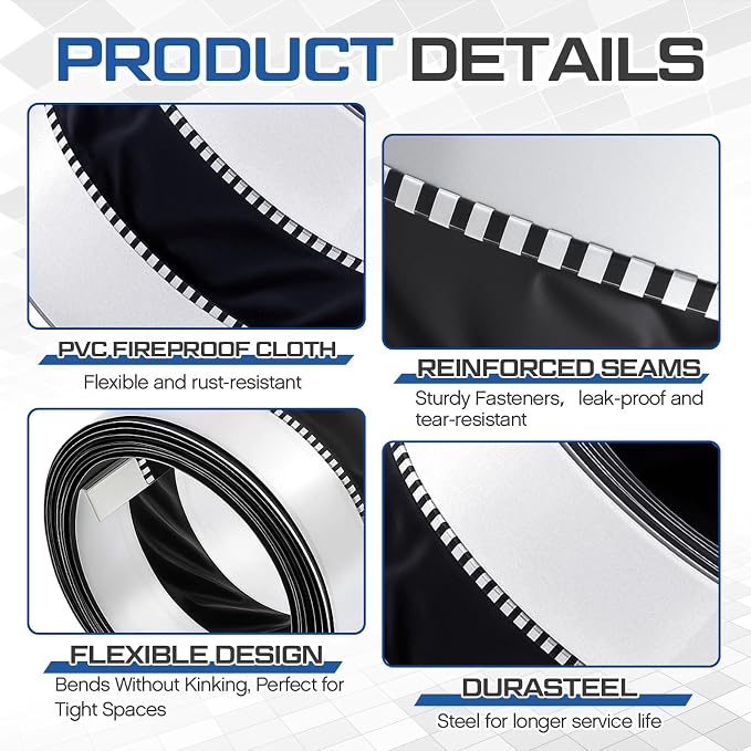 Zonon 9 x 50 ft Vinyl Flexible Duct Connector Canvas Duct Connector Roll - Image 3