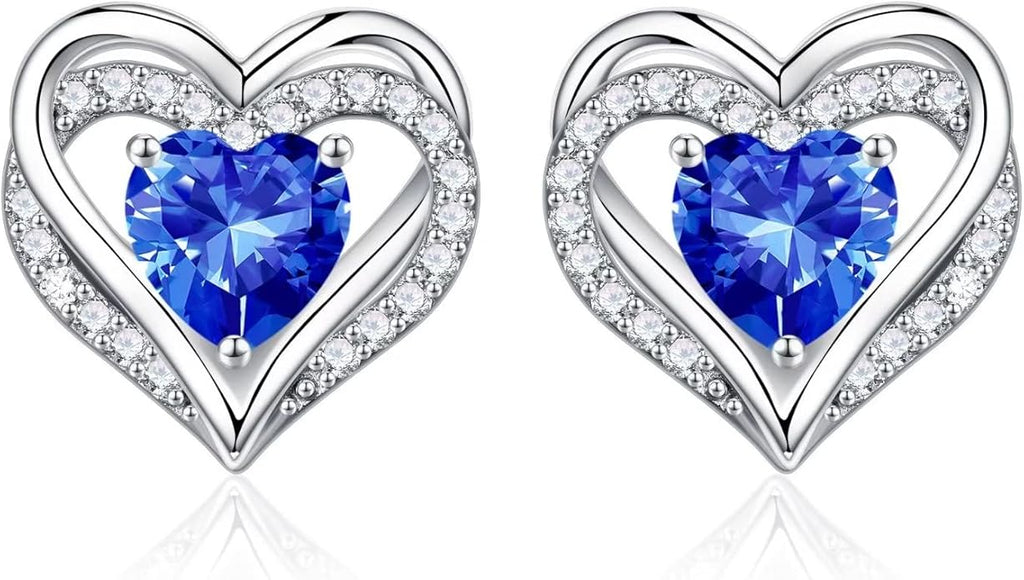 Iefil Valentine Day Gifts for Her - 925 Sterling Silver Heart Stud Earrings Birthday Gifts for Women