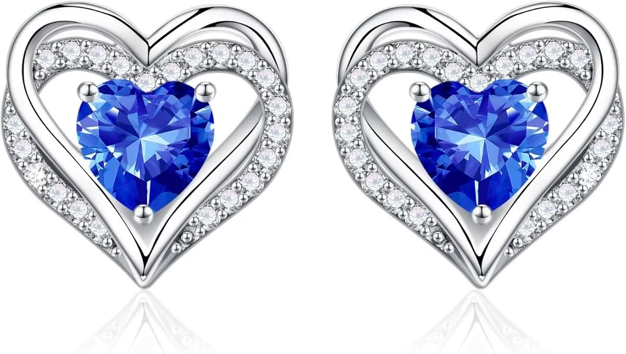 Iefil Valentine Day Gifts for Her - 925 Sterling Silver Heart Stud Earrings Birthday Gifts for Women
