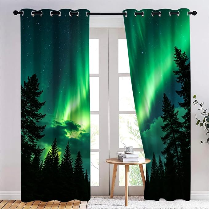 Forest Aurora Curtains by Unknown