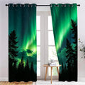 Forest Aurora Curtains for Bedroom Blackout, Coniferous Forest Silhouette by Unknown