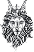Cuoka Lion Necklace for Men Women S925 Sterling Silver King Retro Punk Gothic Hip Hop Rock Animal Lion Head Pendant Charm Jewelry Chain Necklace Viking Protection Amulet Necklaces