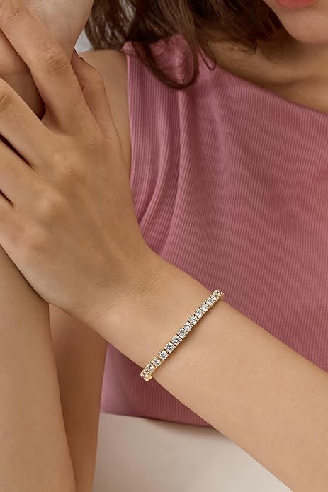 14K Gold Filled Tennis Bracelet for Women-3mm,4mm 5mm CZ Stone Classic Gold Bracelet for Women, Valentines, Mothers, Christmas Jewelry Gift for Women