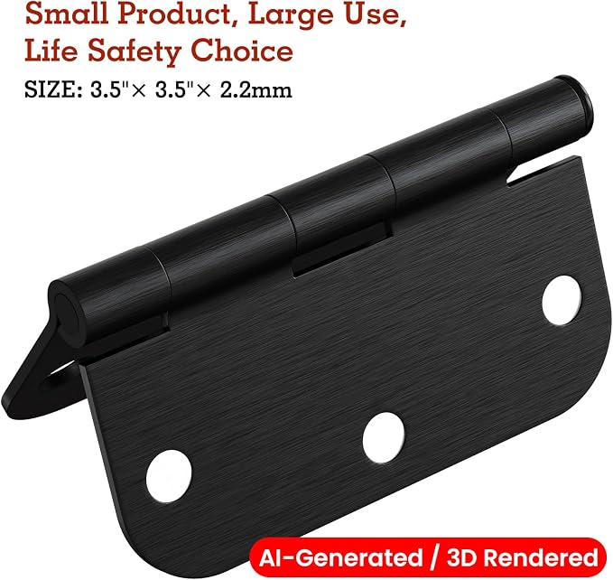 TDCHINGES Rounded Door Hinges 3.5" X 3 1/2 Inch Brushed Black 5/8" Radius | 18 - Image 6