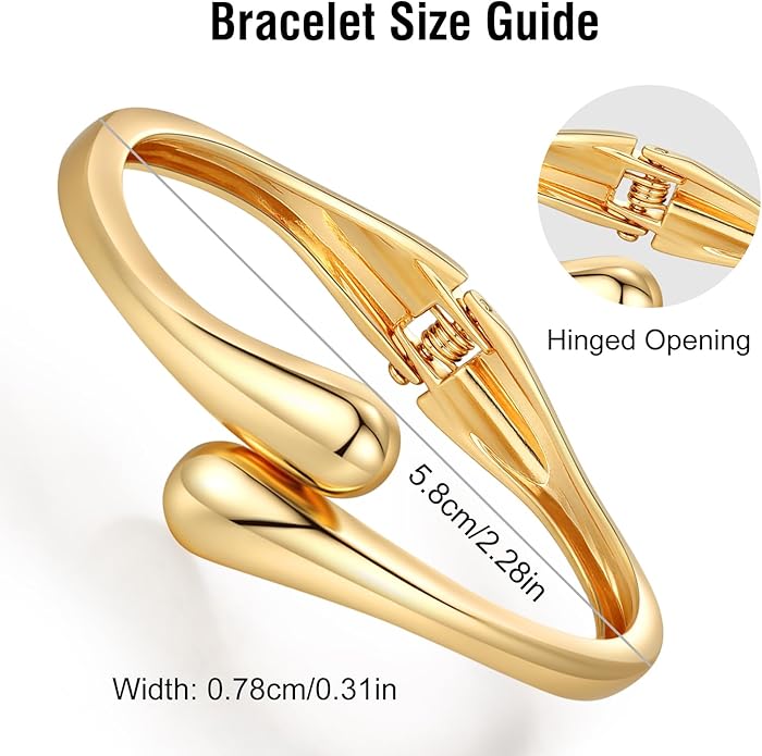 Chunky Gold Bangle Bracelets for Women Trendy 14K Gold Plated Cuff Bracelets Stack, Dainty Bracelet Sets Fashion Jewelry Gift