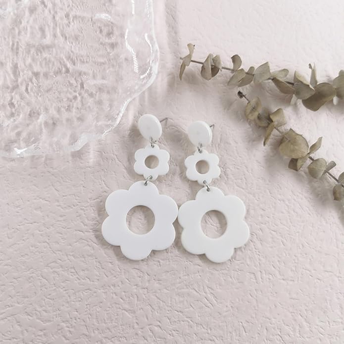 70s Earrings Retro White Acrylic Hoop Earrings 70s Accessories for Women 70s Jewelry Disco Outfits for Women