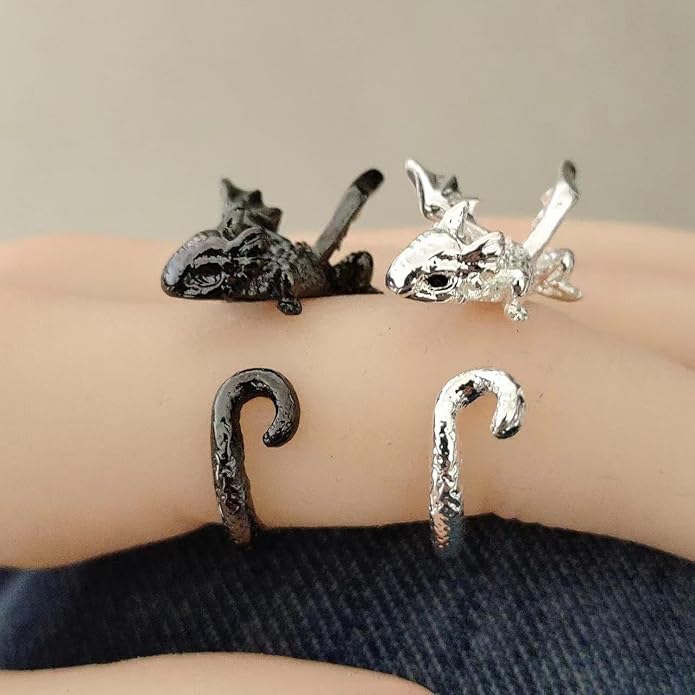 PINK TOWN Dragon Ring for Women - Cute Kawaii Gold and Silver Adjustable Dinosaur Ring - Flying Dragon Animal Shape - Friendship Birthday Party Christmas and Other Jewelry
