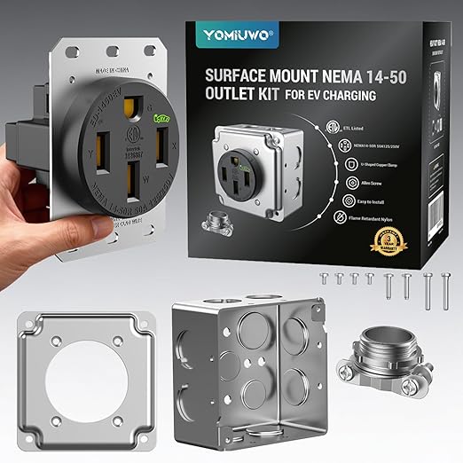 Nema 14-50 EV Outlet 50 Amp EV Charging Receptacle Heavy Duty, 2.42" Diameter by YOMIUWO