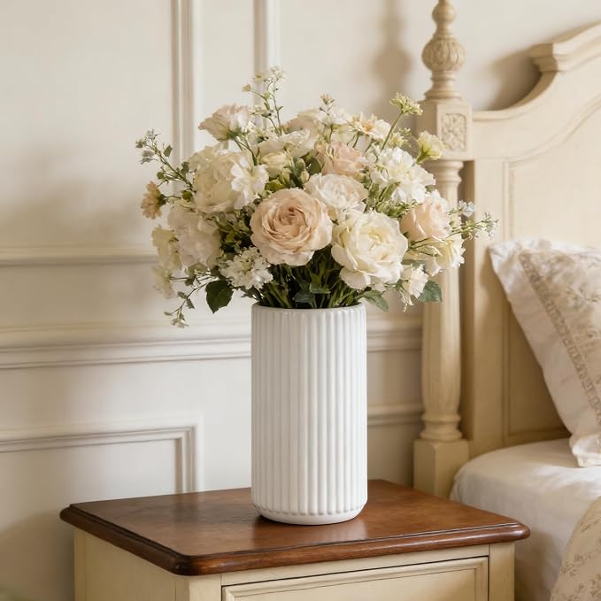 White Ceramic Flower Vase for Pampas Grass, 10 inch Large Decorative - Image 4