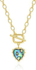 Aobei Pearl 18K Gold Plated Moon Star Lion Evil Eye Love Heart Cross Pendant Necklace Medallion Paperclip Chian Choker Layering Jewery for Women