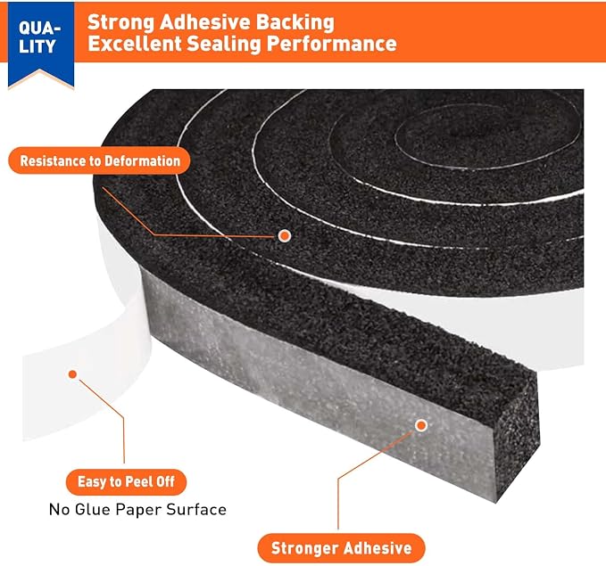 MAGZO Foam Weather Stripping Door Seal 1 Inch W x 1 Inch T x 13 FT | Foam Tape - Image 3