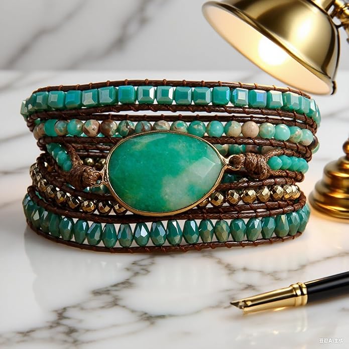 ZOSOJONA Women Wrap Bracelets Boho Natural Stone Jasper Turquoises Strand Bracelet Jewelry Collection