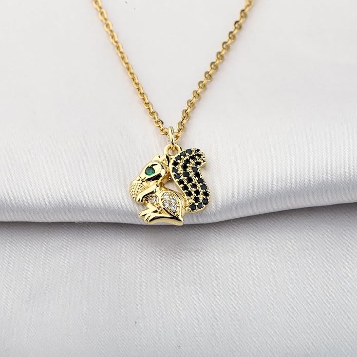 FUSTMW Squirrel Pendant Necklace Gifts for Squirrel Lovers Jewelry Squirrels Inspired Gifts for Women Forest Animal Gift