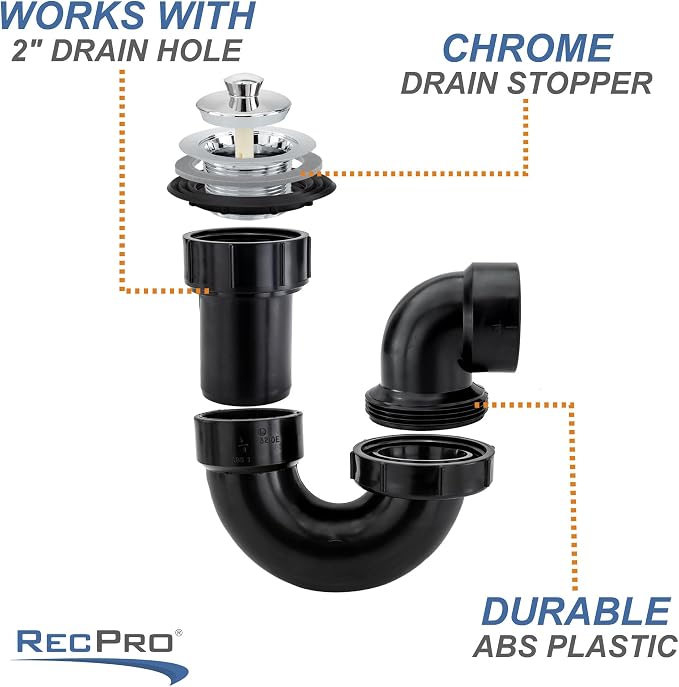 RecPro RV Shower Drain and Bathtub Drain P Trap | RV Plumbing Drain and Trap - Image 4