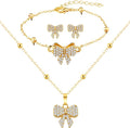 Bucherry 3 Pcs Heart Jewelry Set Bow Snowflake Jewelry Heart Pendant Chain Toggle Necklace with Bracelet Earrings Snowflake Stainless Steel Link Chain for Women Gift