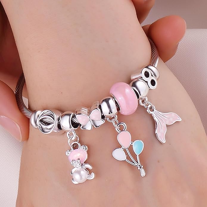 Charm Bracelets for Girls Cute Cartoon Friendship Bracelets Adjustable Bangle Gifts for Girls DIY Jewelry