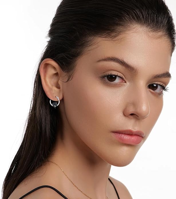 JUSTKIDSTOY Hypoallergenic Panda/Unicorn/Hummingbird/Dolphin Hoop Earrings for Women 925 Sterling Silver Animal Huggie Hoop Earrings Jewelry Gifts for Sensitive Ears
