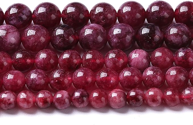 60pcs 6mm Natural Garnet Jade Gemstone Round Loose Spacer Beads for Jewelry Making Healing Energy Stone Beads DIY Bracelets Necklaces 15" (6mm, Garnet Jade)
