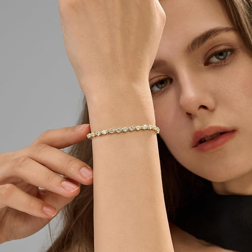 14K Gold Filled Tennis Bracelet for Women-3mm,4mm 5mm CZ Stone Classic Gold Bracelet for Women, Valentines, Mothers, Christmas Jewelry Gift for Women