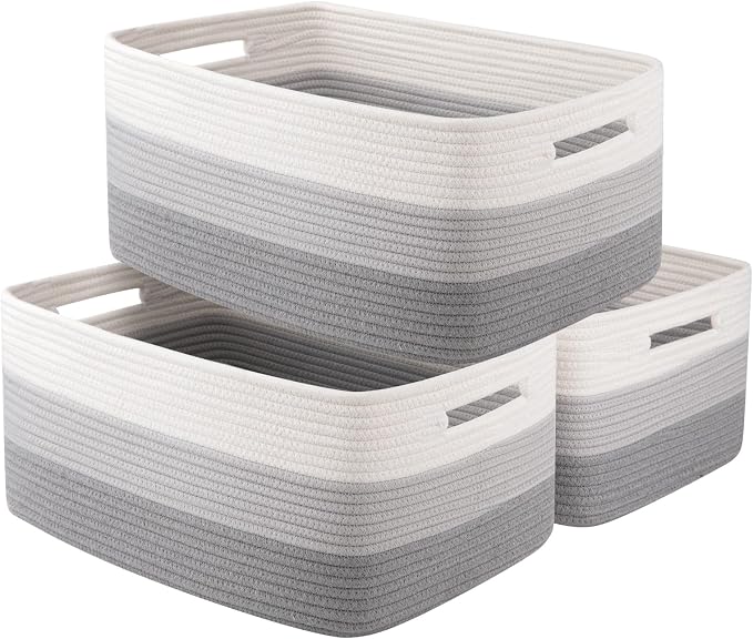 OIASKET Large Storage Basket for Organizing, Woven Rope Basket for Shelves by OIASKET