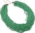 Fashion Multilayer Seed Bead Chain Choker Collar Necklace Earrings Set Cluster Strand Handmade Bib Statement Necklace