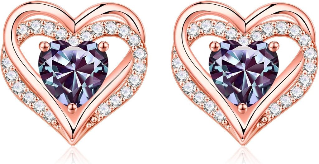 Iefil Valentine Day Gifts for Her - 925 Sterling Silver Heart Stud Earrings Birthday Gifts for Women