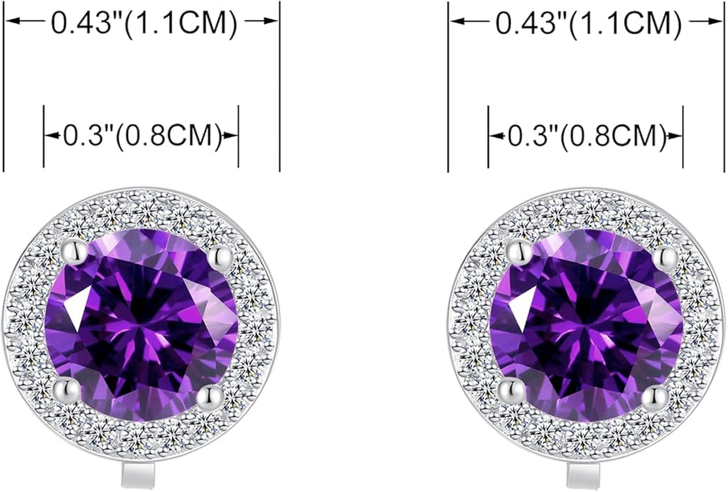 YOQUCOL 8MM Cubic Zirconia Crystal Clip On Stud Earrings Round Non Pierced Earrings for Women