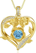 Midari 18K Gold Heart Birthstone Necklace for Women Rose Pendant Birthday Jewelry Gifts for Wife Her Daughter Mom