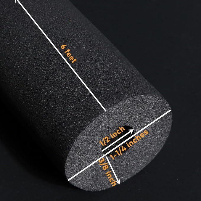 4 Pieces 1/2" I.D. Pipe Insulation Foam Tube, 1/2" ID x 3/8" Thick. x 1-1/4" OD - Image 2