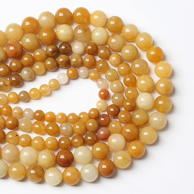 120PCS 6mm 45pcs Natural Yellow Aventurine Jade Beads Round Loose Beads Energy Crystal Healing Power Gemstone for Jewelry Making DIY Bracelet 32" 2 Strands