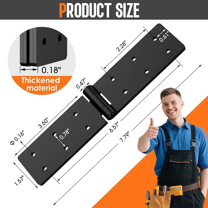 Heavy Duty Wood Door Hinges, 270° Gate Hinges - Image 2