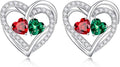 Iefil Valentines Day Gifts for Her, 925 Sterling Silver Heart Birthstone Earrings, Anniversary Birthday Gifts for Women, Birthstone Jewelry for Her Wife Girlfriend Mom