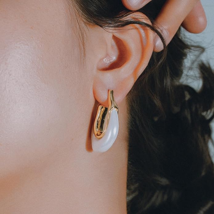 Acrylic Hoop Earrings Chunky Huggie Statement Vintage Earrings Cute Resin Drop Earring Trendy Jewelry Gifts for Women