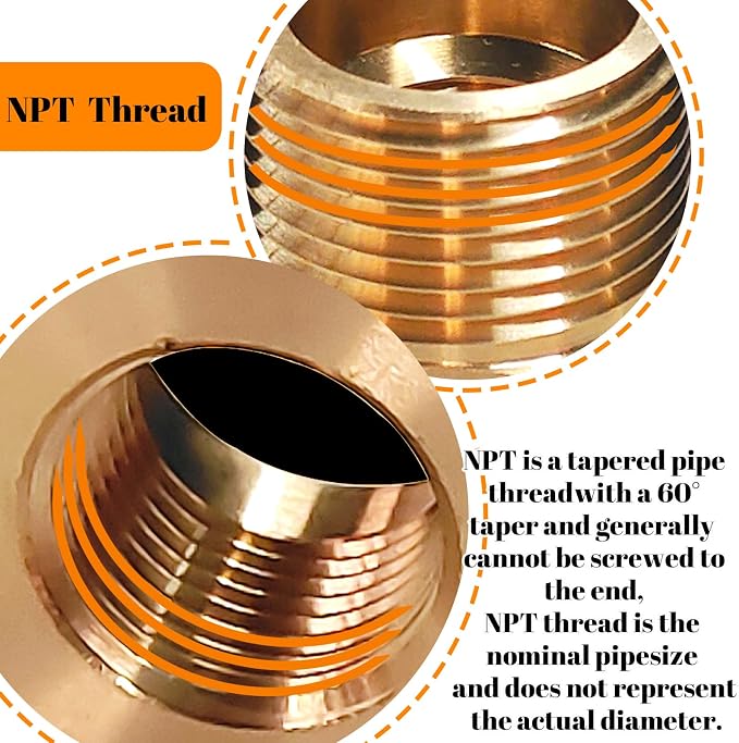 2 Pcs Brass Bushing 1/4" Male to 1/8" Female, 1/4 Brass Fitting to 1/8 NPT - Image 6