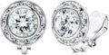Clip on Dance Earrings for Women Crystal Halo Rhinestone Earrings for Competitions Performance Stage Wedding Party