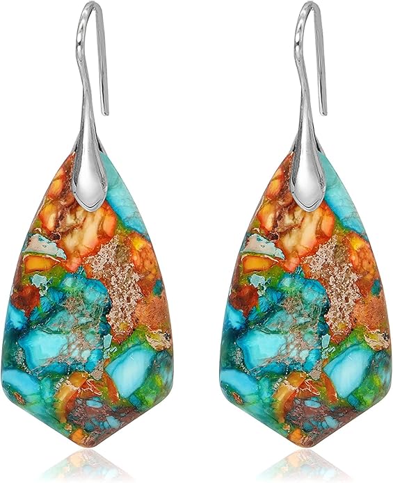 Natural Stone Earrings Multishape Dangle Drop Earrings Boho Stone Earring for Women